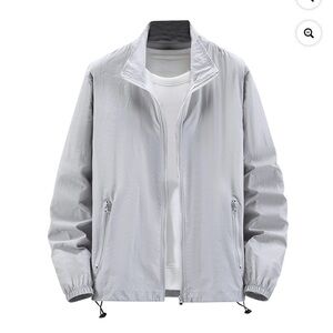 Men's Gray Lightweight Jacket Windbreaker- XXL